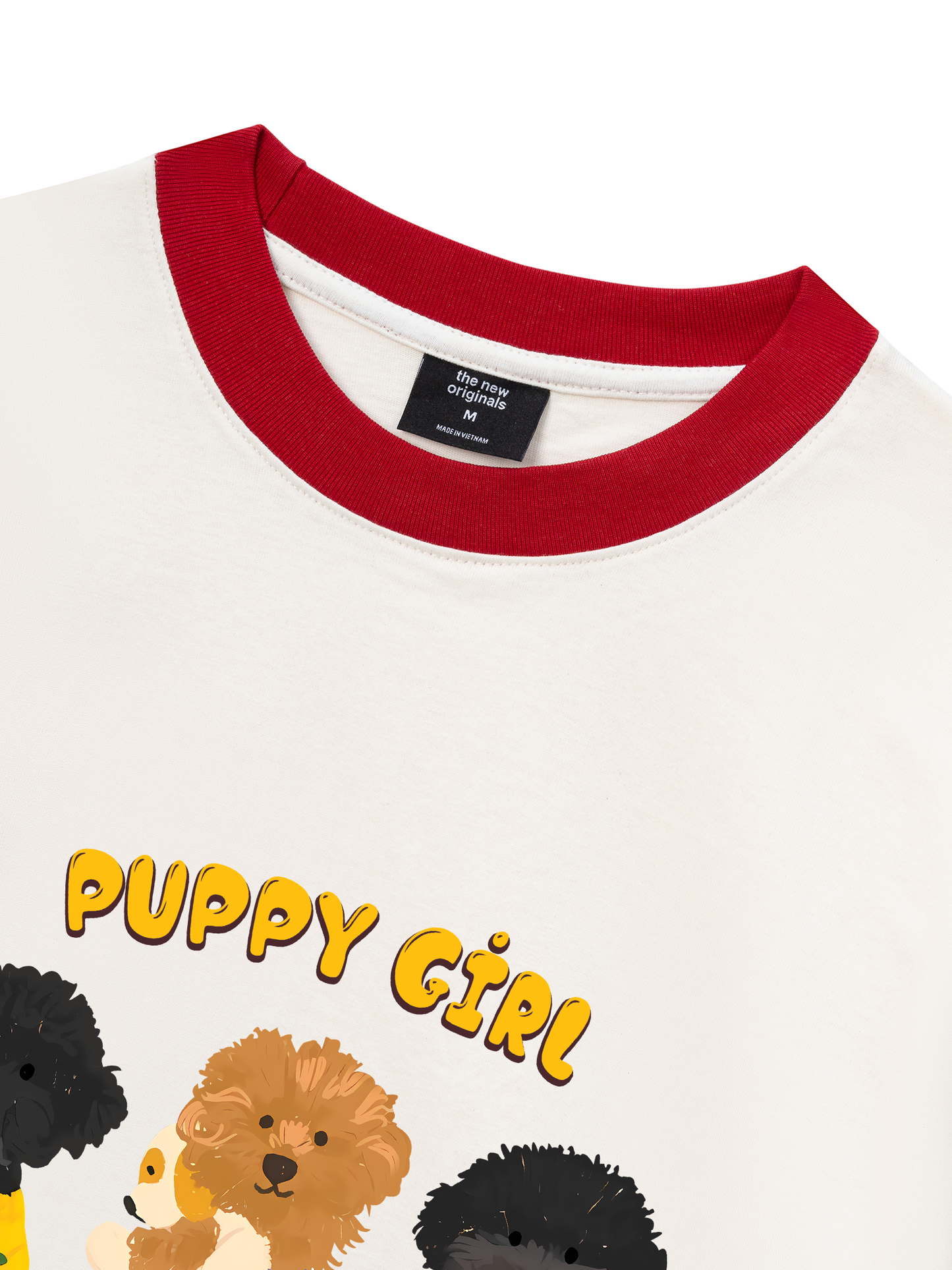 Áo Thun Ringer Relaxed Fit Animal Puppy Girl