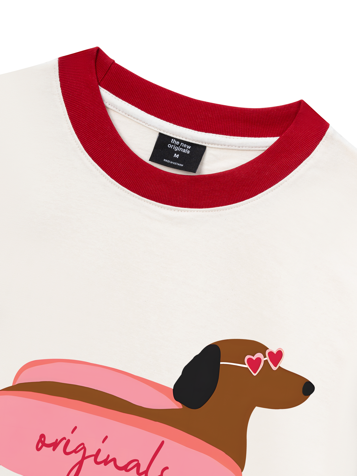 Áo Thun Ringer Relaxed Fit Pink Dachshund