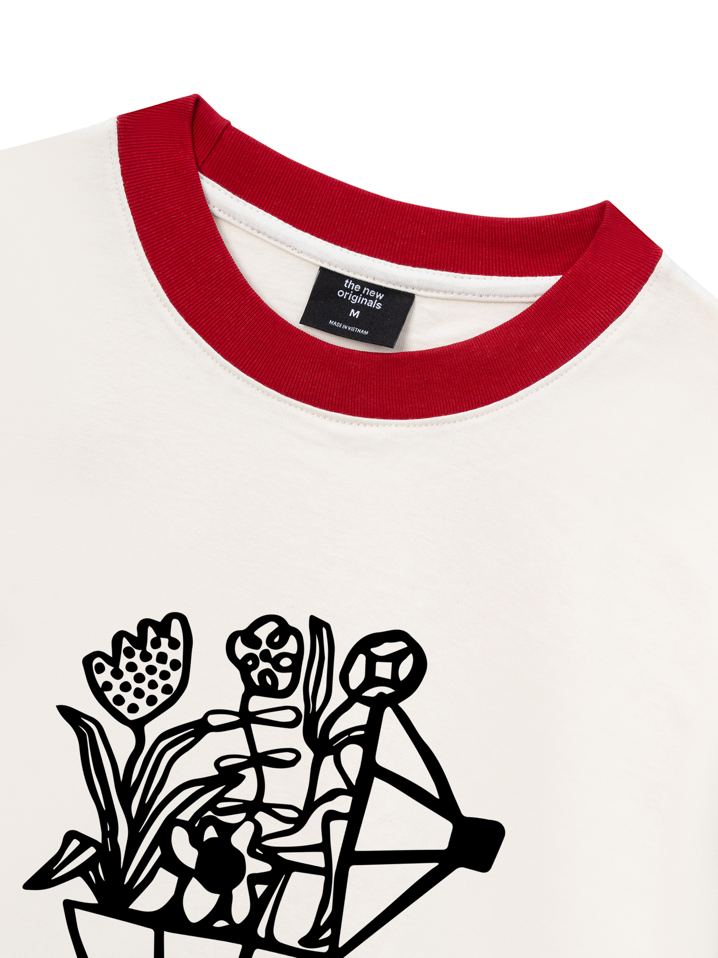 Áo Thun Ringer Relaxed Fit Coffee & Flowers Oversized
