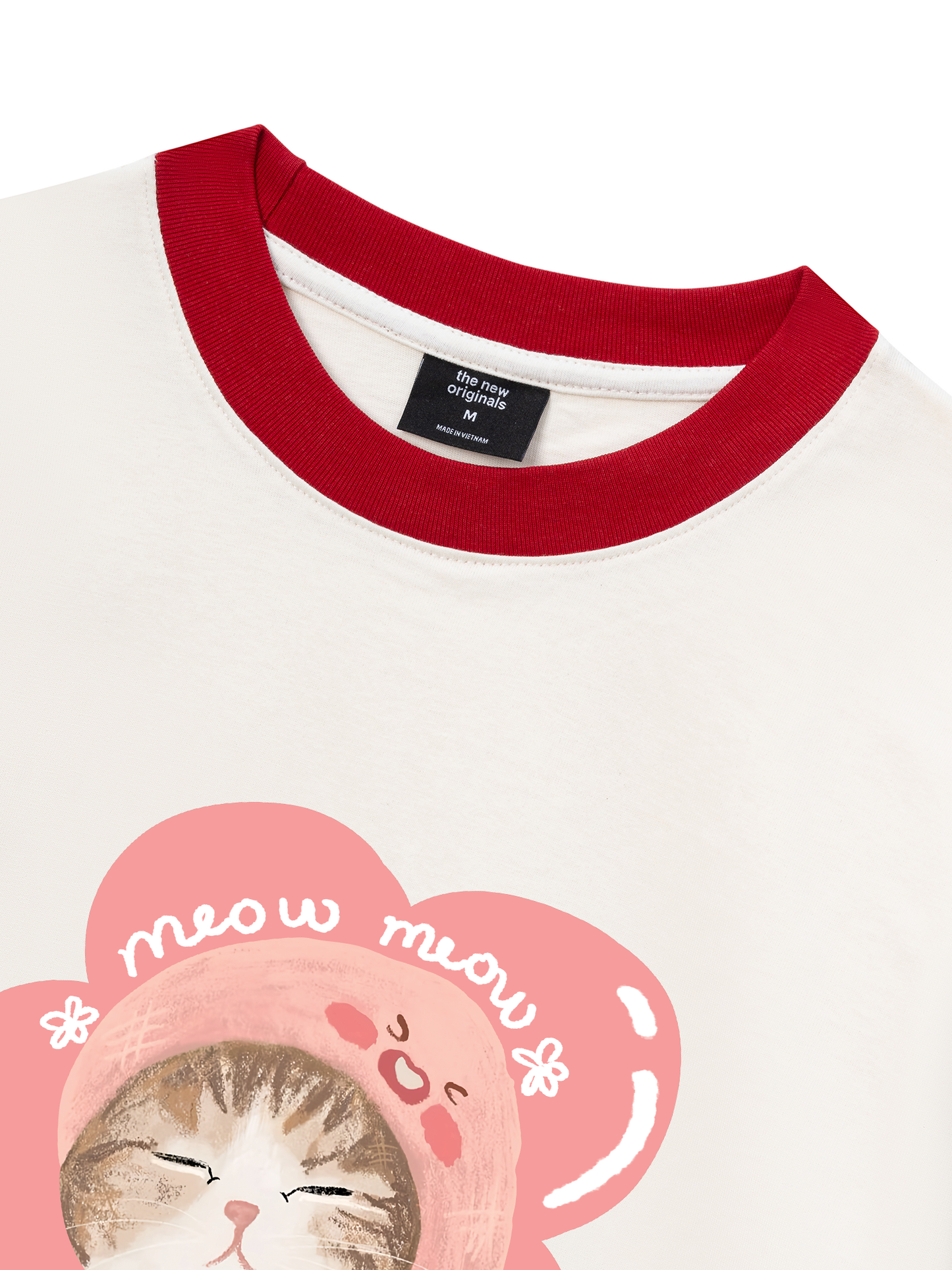 Áo Thun Ringer Relaxed Fit Flower Cat