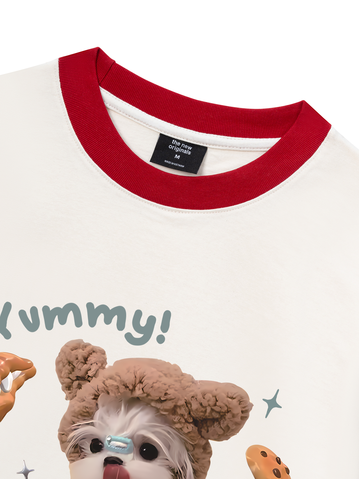 Áo Thun Ringer Relaxed Fit Cute Dog Yummy Cookie