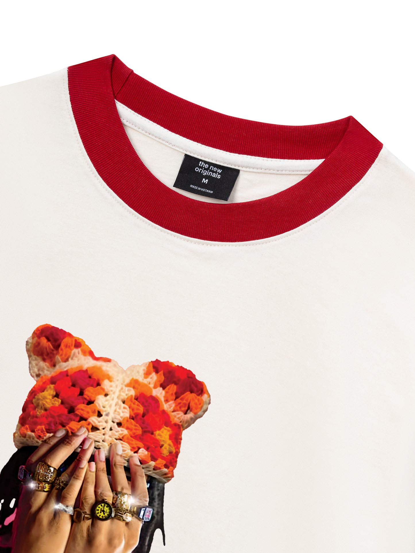 Áo Thun Ringer Relaxed Fit Jewel Ring & Orange Kitty Cap Wash