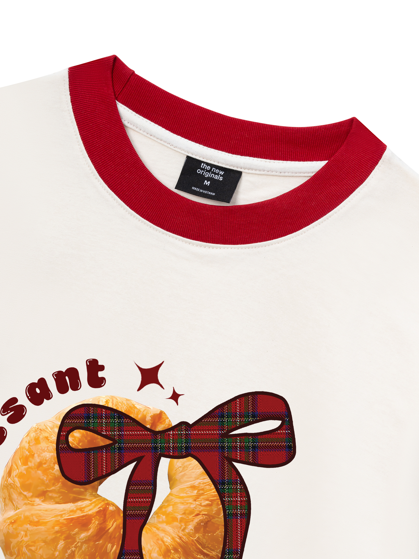 Áo Thun Ringer Relaxed Fit Sweet Pastry Red Plaid Bow