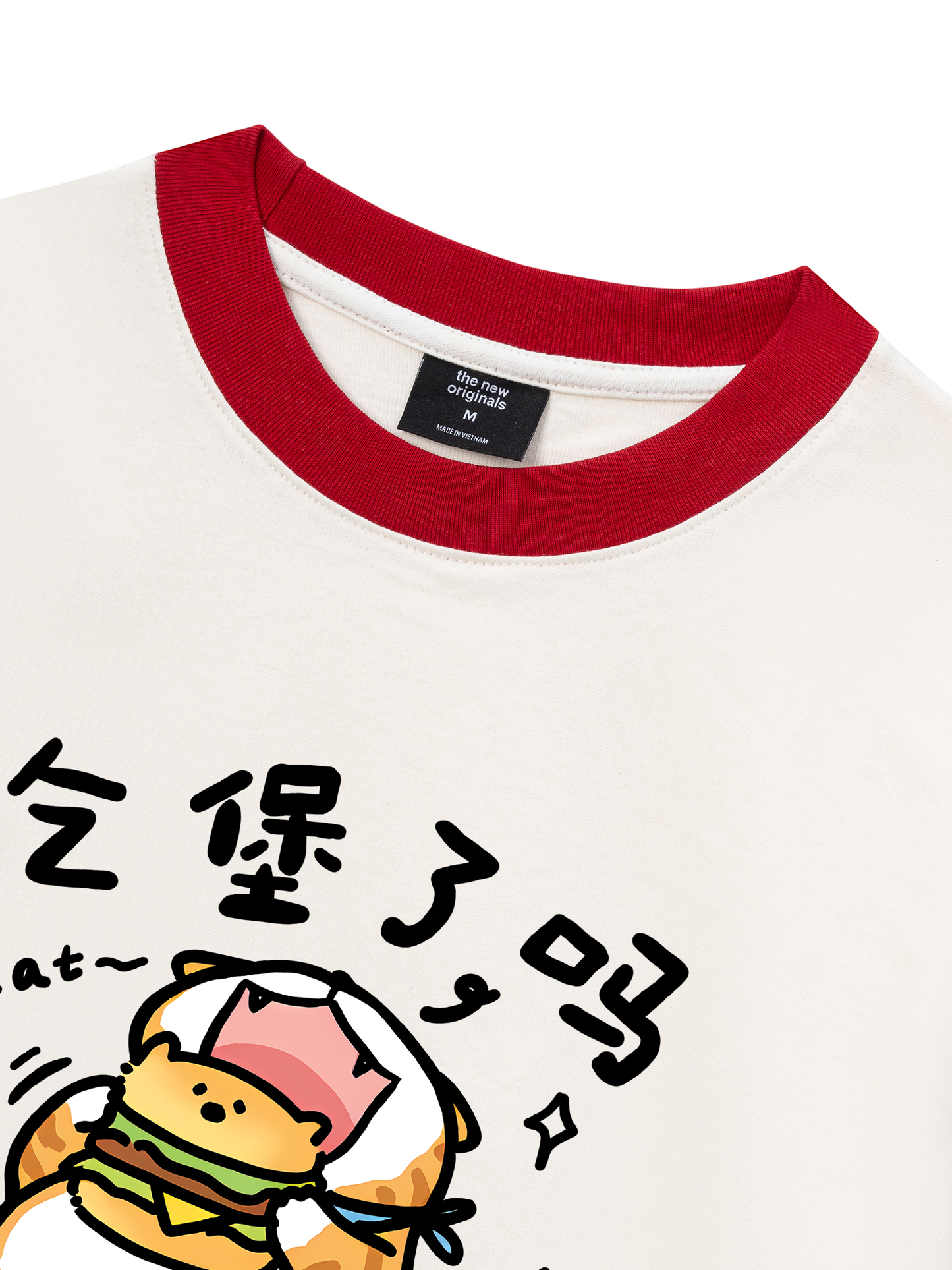 Áo Thun Ringer Relaxed Fit Sweet Pastry Cute Meow With Burger
