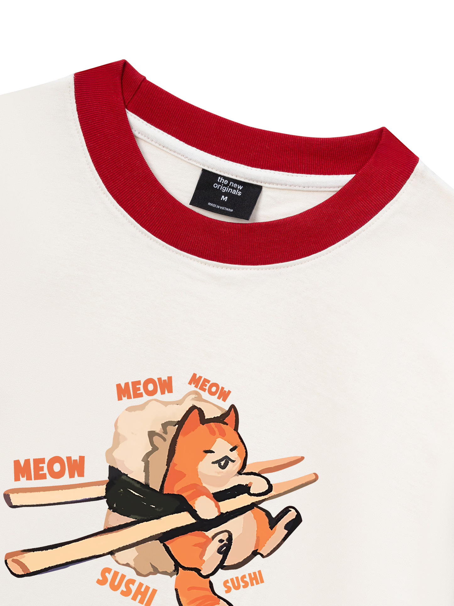 Áo Thun Ringer Relaxed Fit Sushi Meow