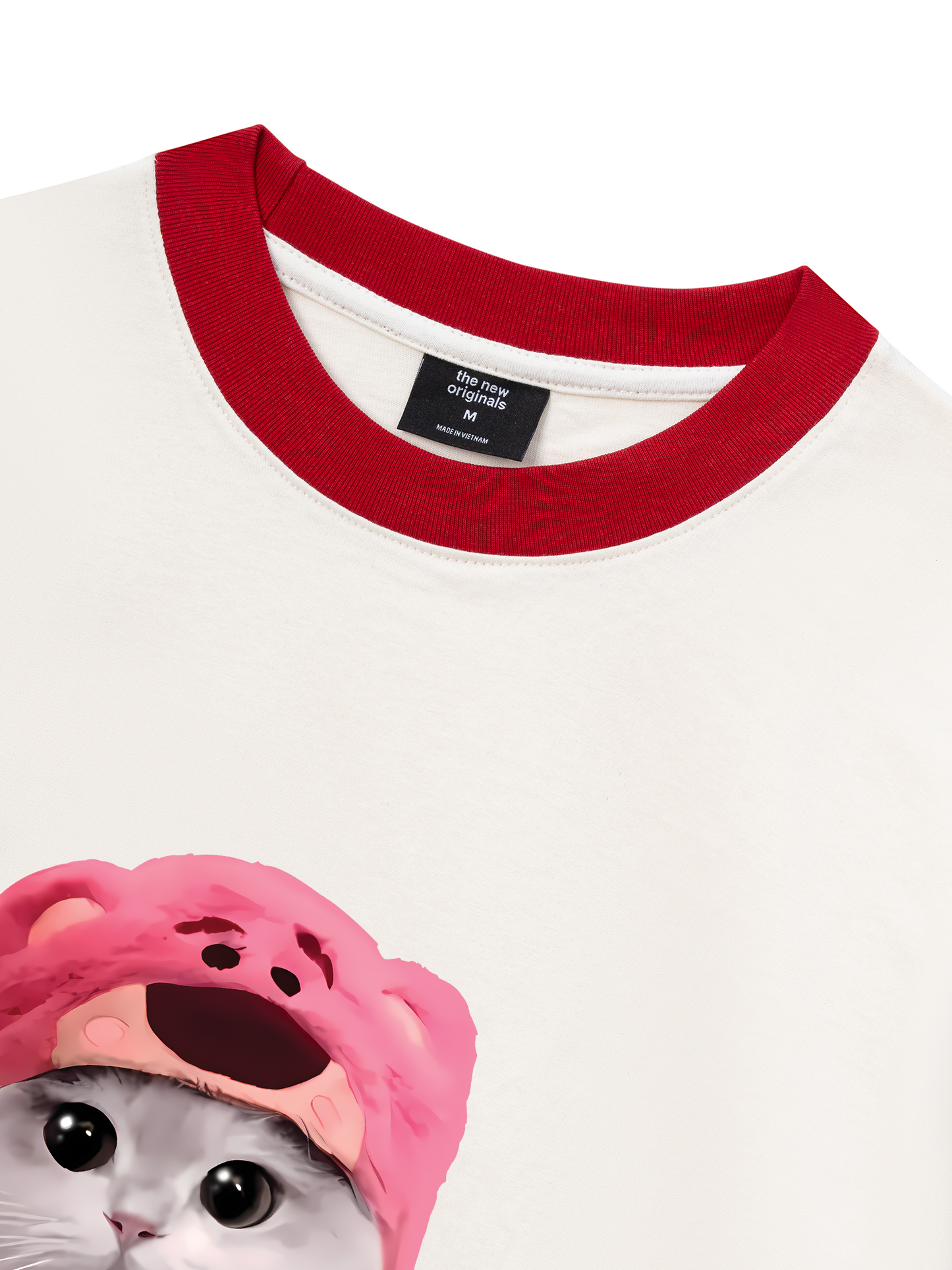 Áo Thun Ringer Relaxed Fit Animal Mood Pink Meow
