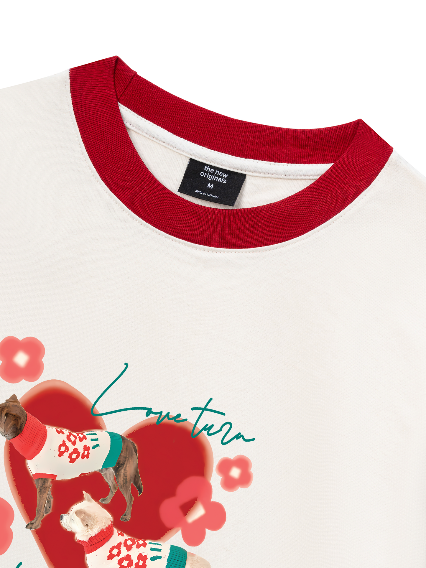 Áo Thun Ringer Relaxed Fit Animal Mood Love Turr Into Flower