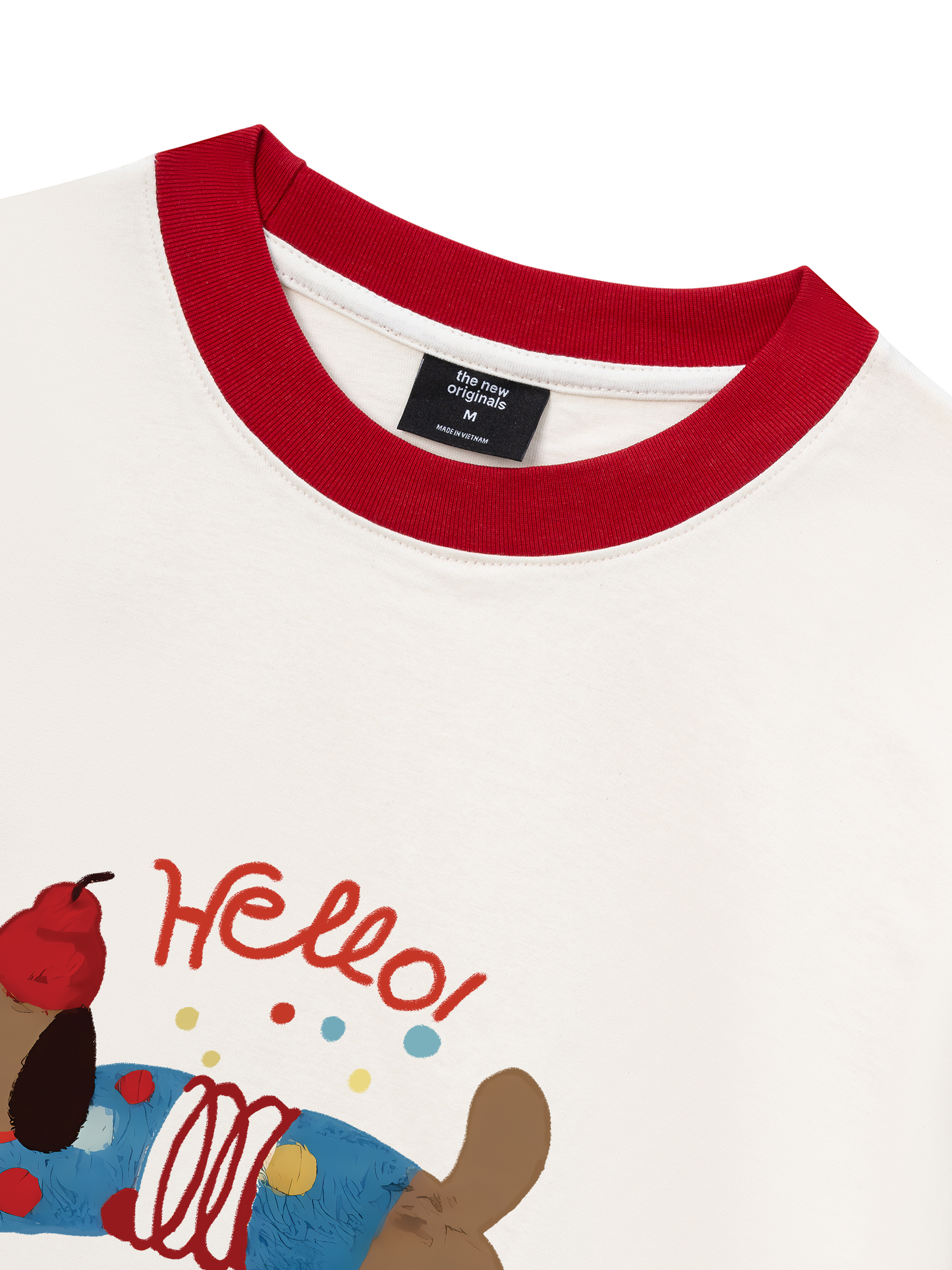 Áo Thun Ringer Relaxed Fit Animal Hello Cute Puppy