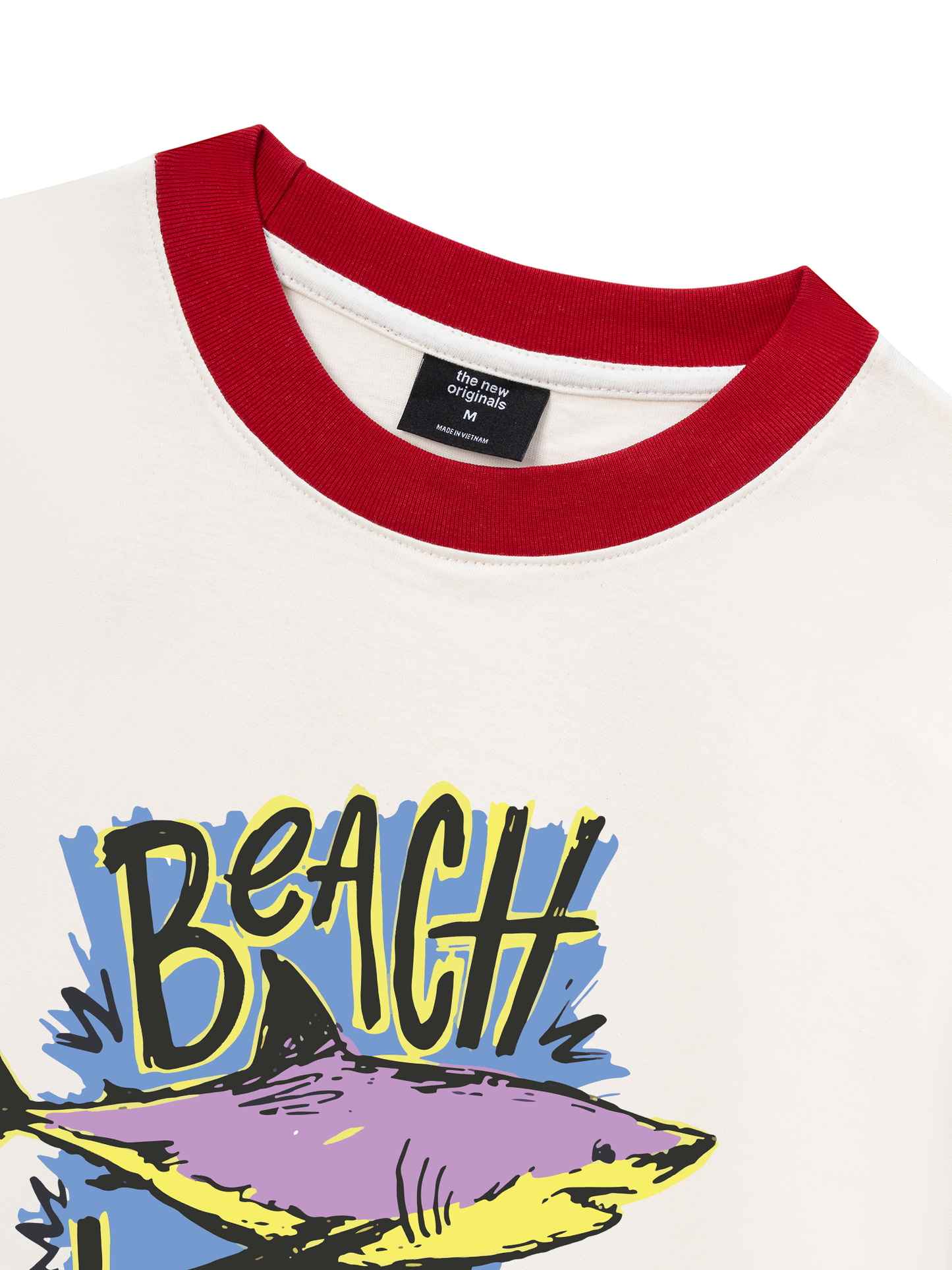 Áo Thun Ringer Relaxed Fit Ocean Beach Vibes Shark