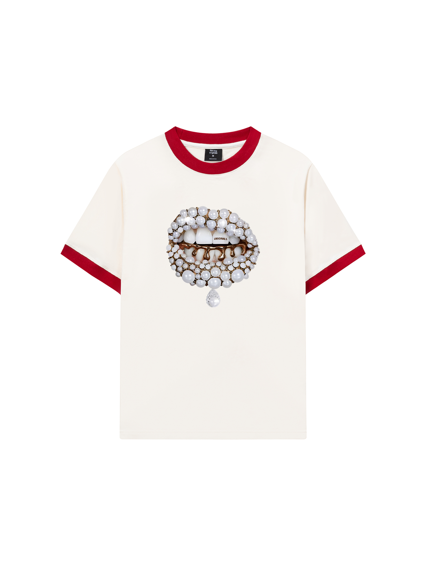 Áo Thun Ringer Relaxed Fit Art Pearl Lip Black