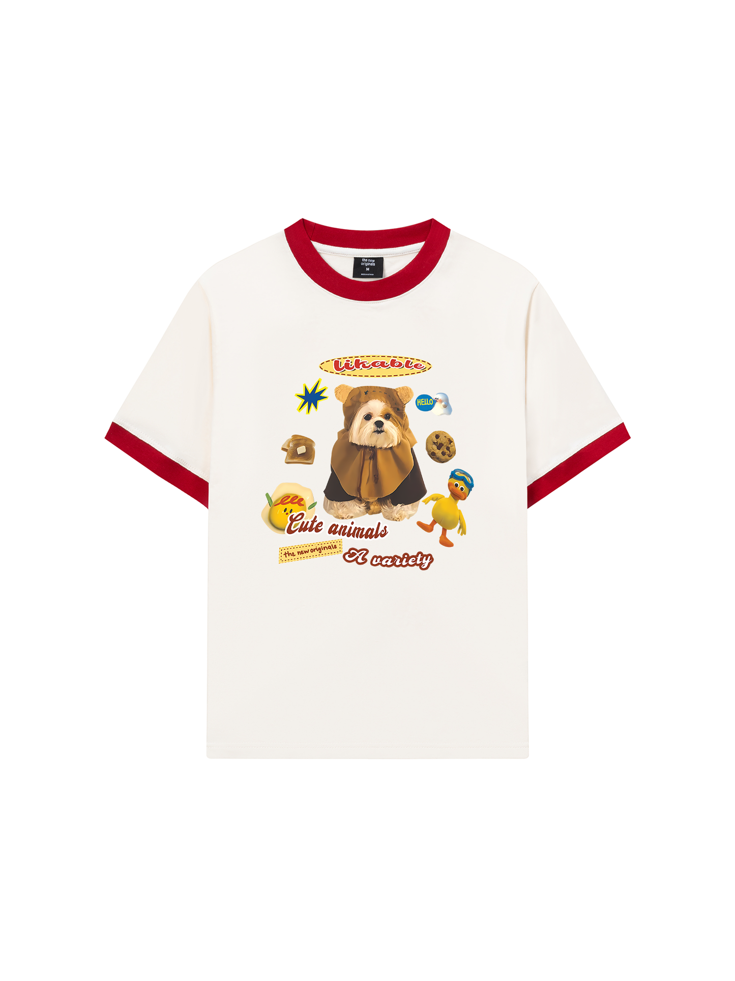 Áo Thun Ringer Relaxed Fit Sweet Pastry And Puppy Duck
