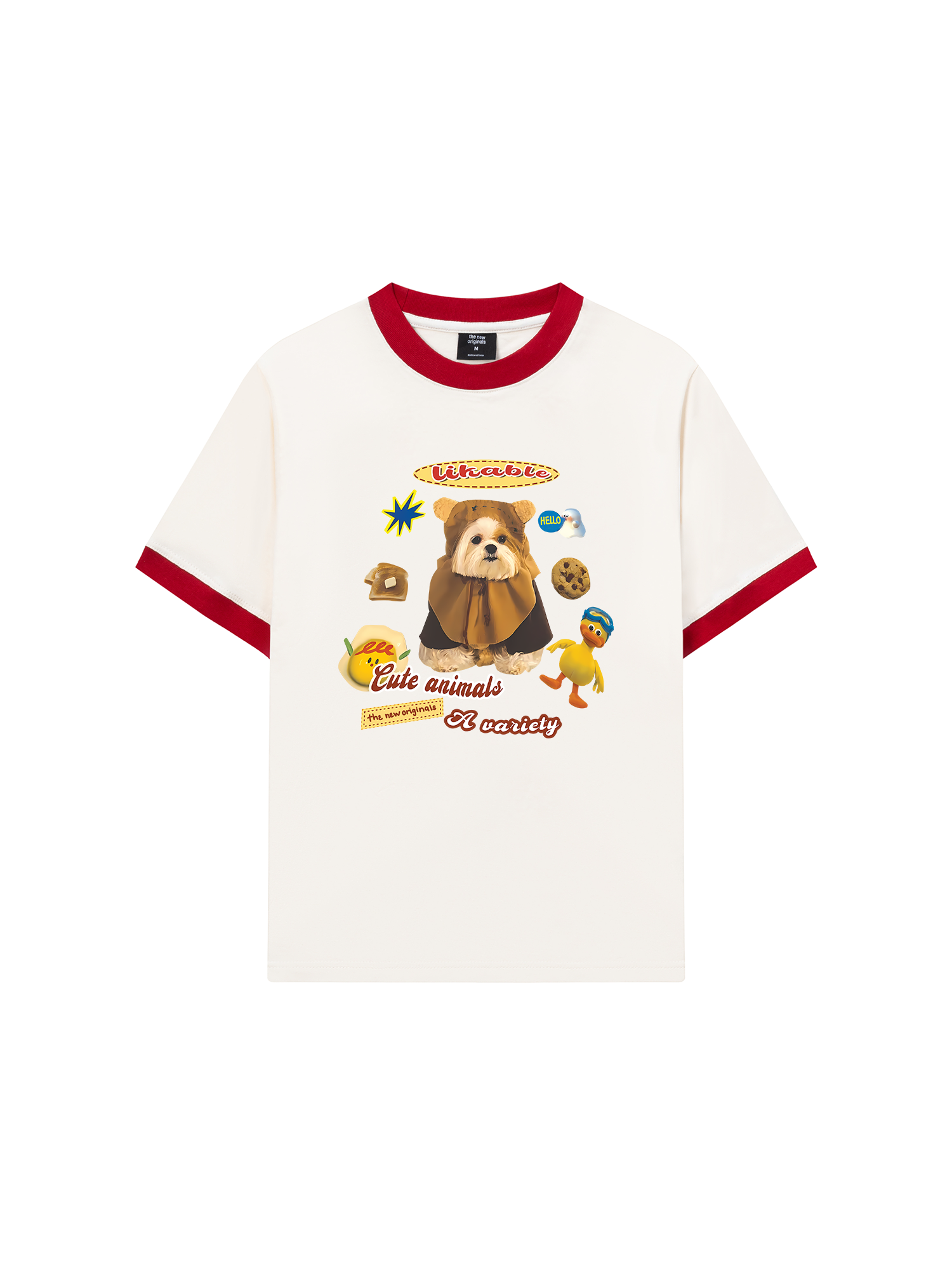 Áo Thun Ringer Relaxed Fit Sweet Pastry And Puppy Duck