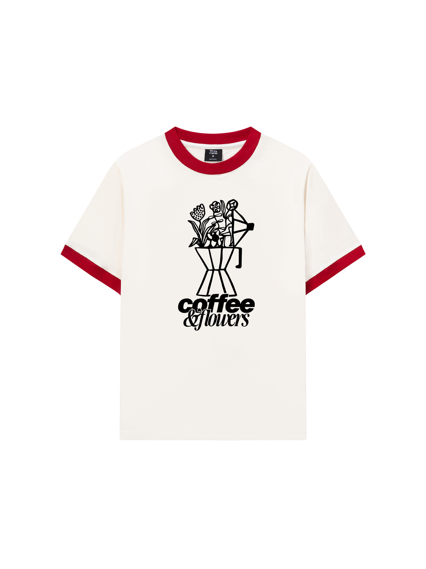 Áo Thun Ringer Relaxed Fit Coffee & Flowers Oversized