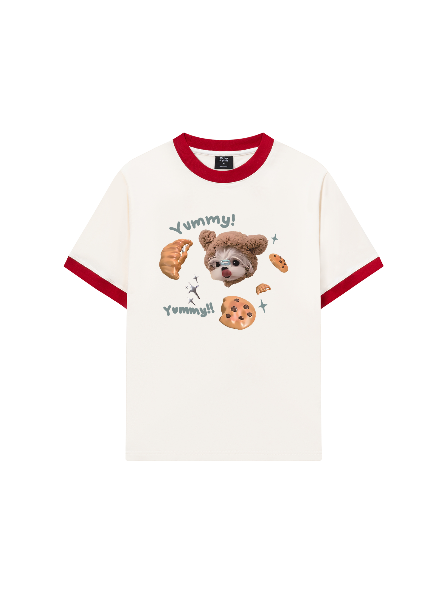 Áo Thun Ringer Relaxed Fit Cute Dog Yummy Cookie