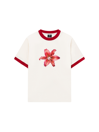 Áo Thun Ringer Relaxed Fit Pearl Lily Flower