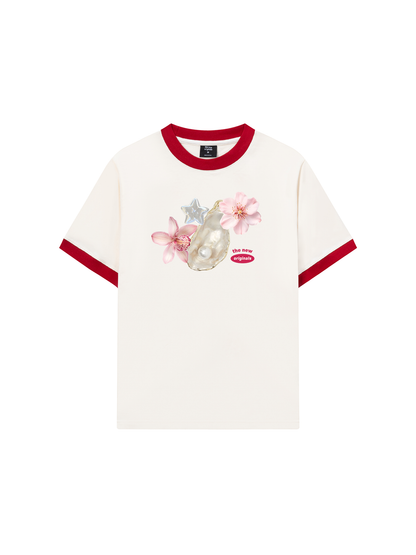 Áo Thun Ringer Relaxed Fit Pearl Bloom_
