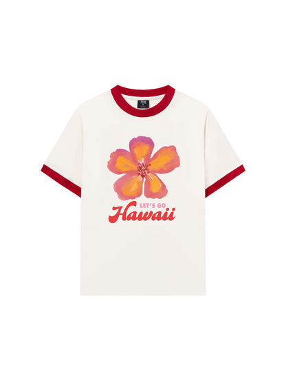 Áo Thun Ringer Relaxed Fit Summer Vibes Hawai Flower