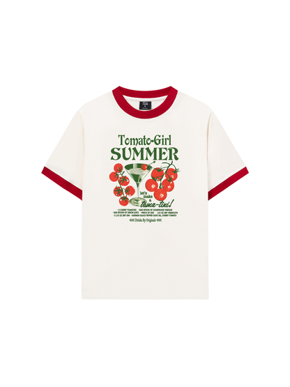 Áo Thun Ringer Relaxed Fit Suummer Vibes Tomato Girl