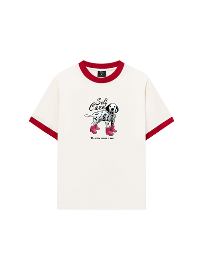 Áo Thun Ringer Relaxed Fit Animal Rainy Puppy