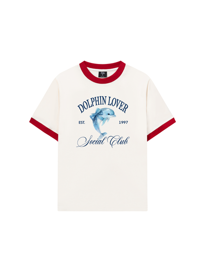 Áo Thun Ringer Relaxed Fit Ocean Dolphin Lover