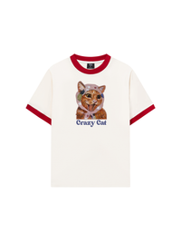 Áo Thun Ringer Relaxed Fit Crazy Cat