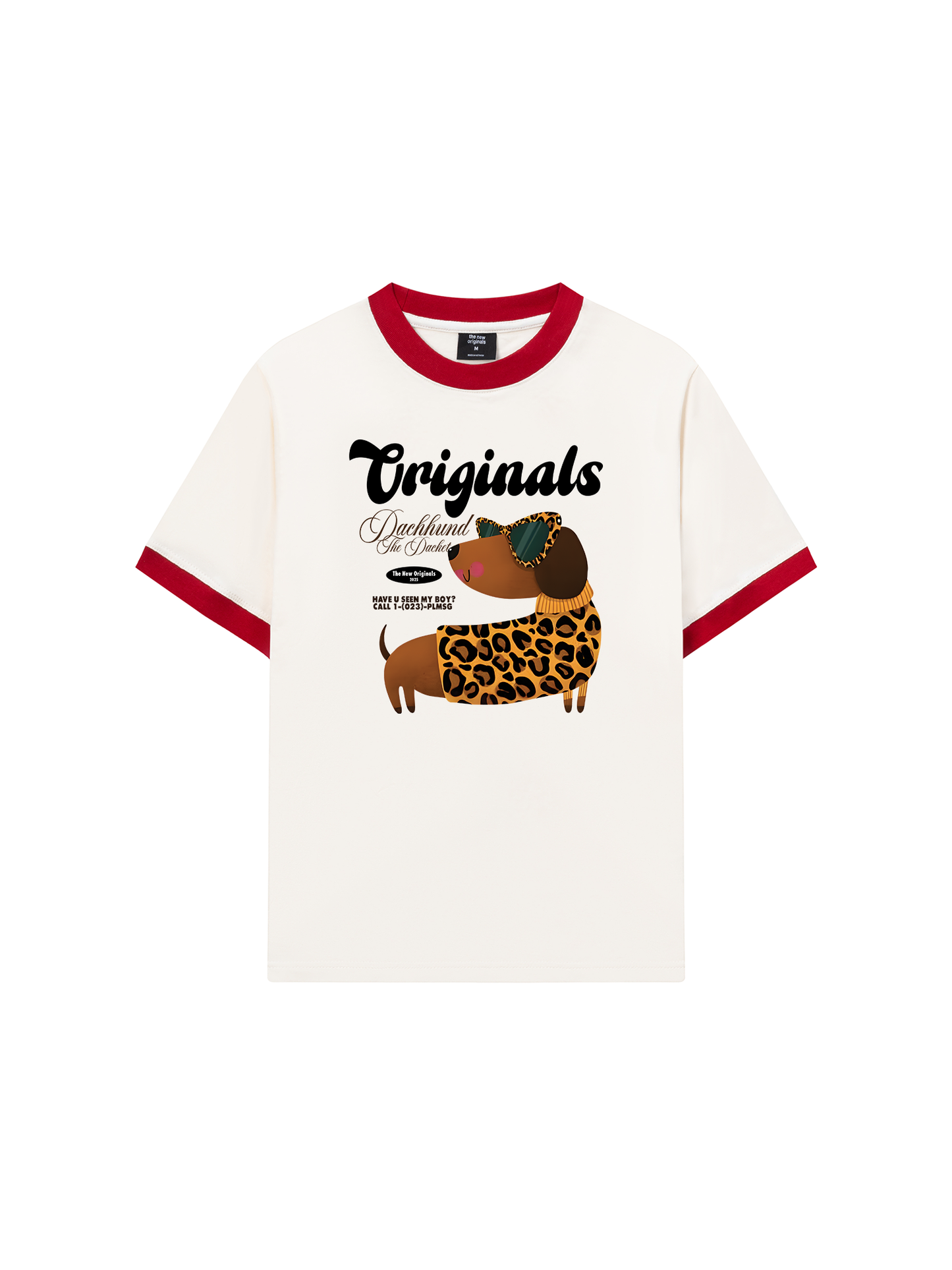 Áo Thun Ringer Relaxed Fit Leopard Dachshund