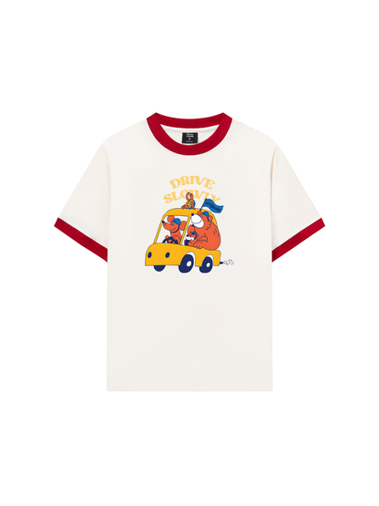 Áo Thun Ringer Relaxed Fit Drive Slowly_