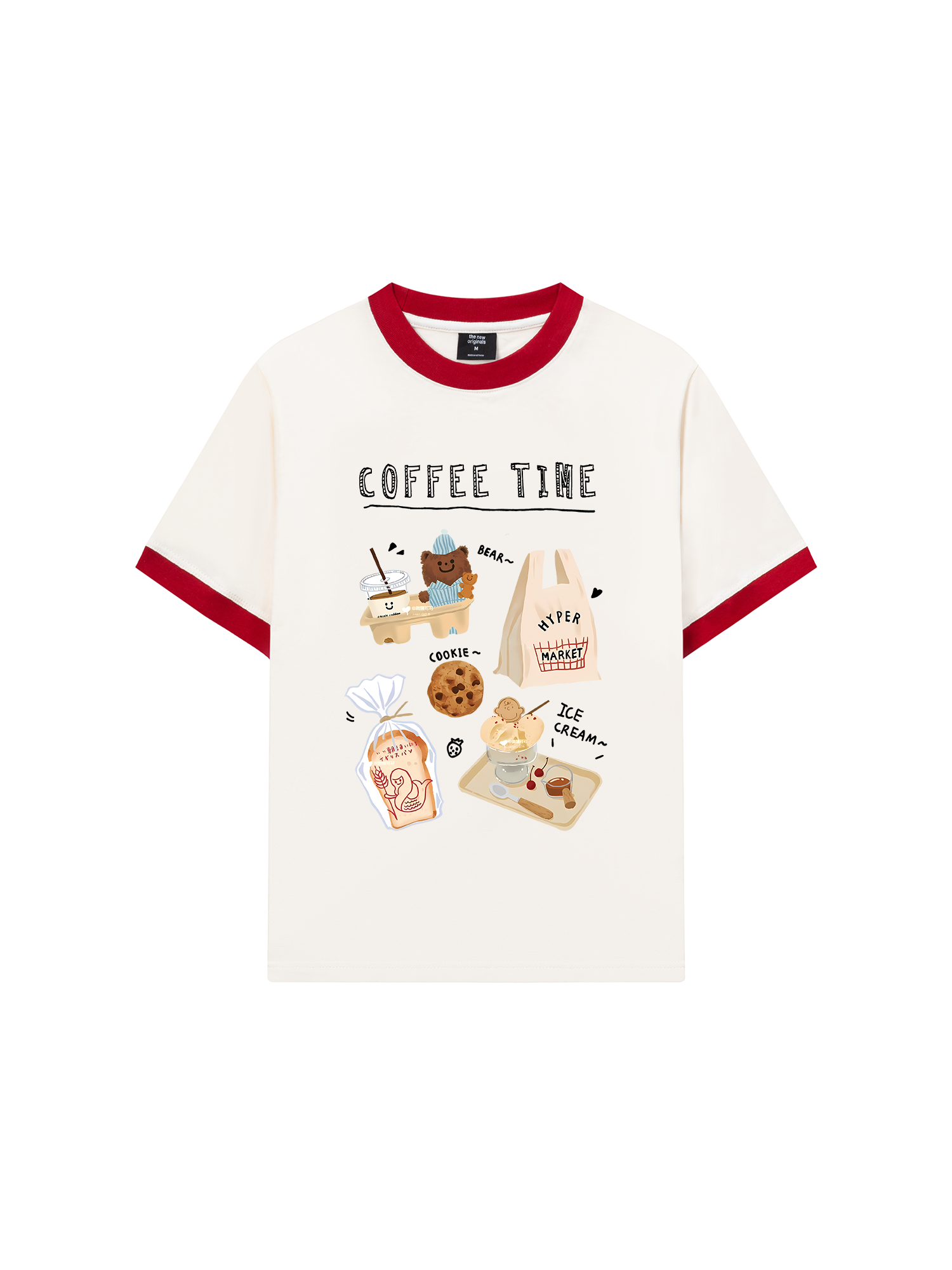 Áo Thun Ringer Relaxed Fit Sweet Pastry Coffee Time