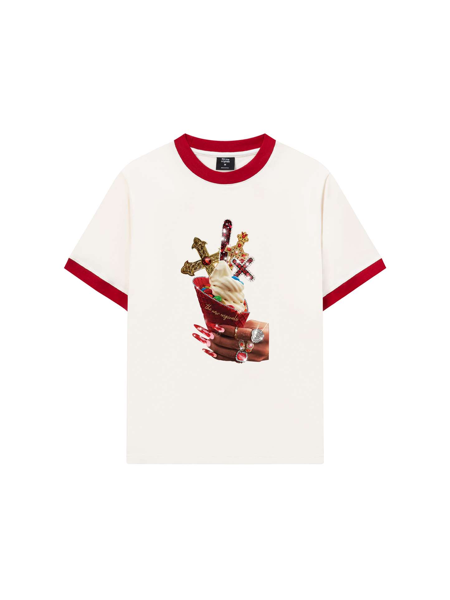 Áo Thun Ringer Relaxed Fit Gem Cross Ice Cream
