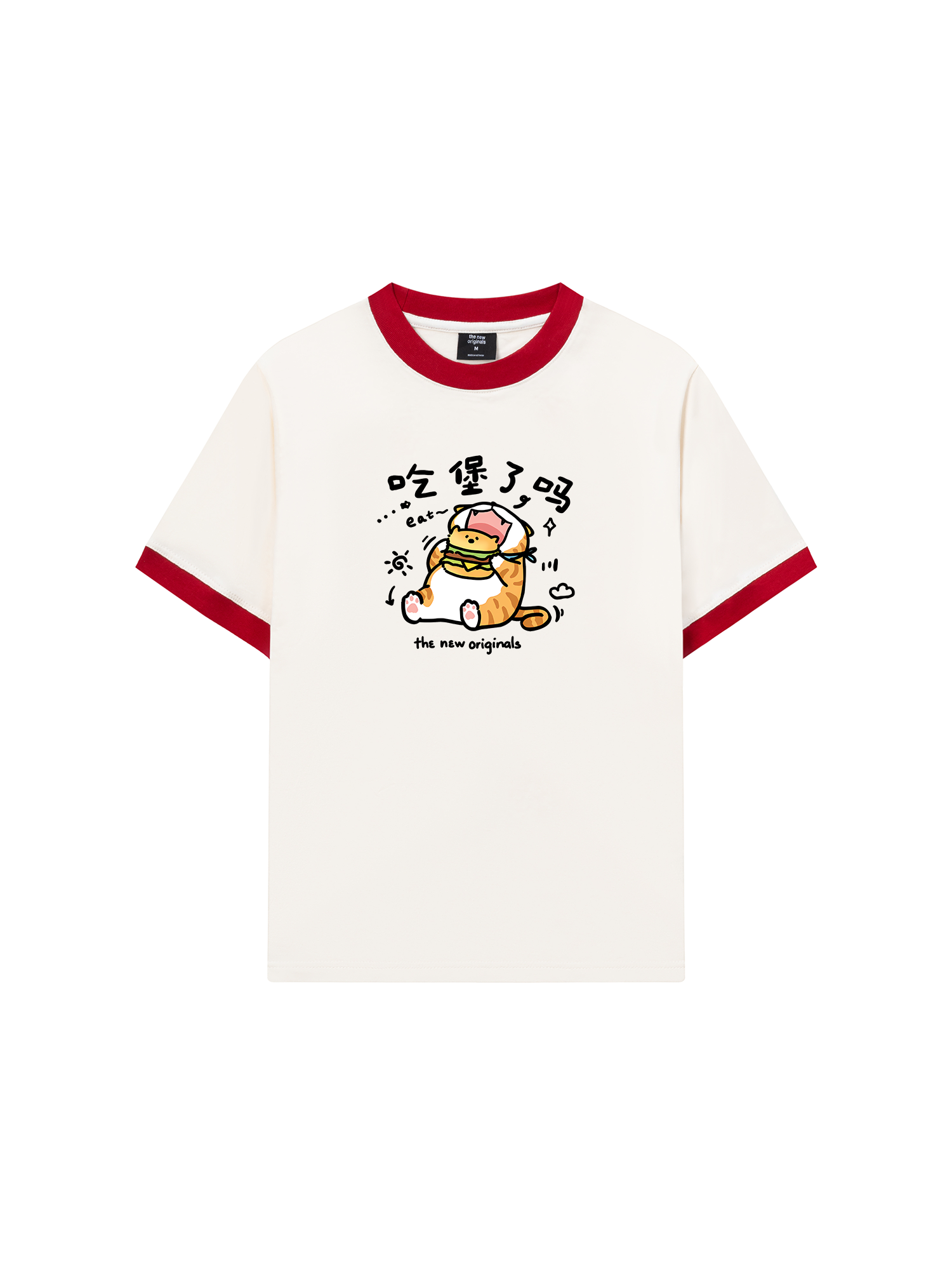 Áo Thun Ringer Relaxed Fit Sweet Pastry Cute Meow With Burger