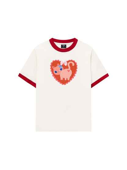 Áo Thun Ringer Relaxed Fit Kitten Kiss