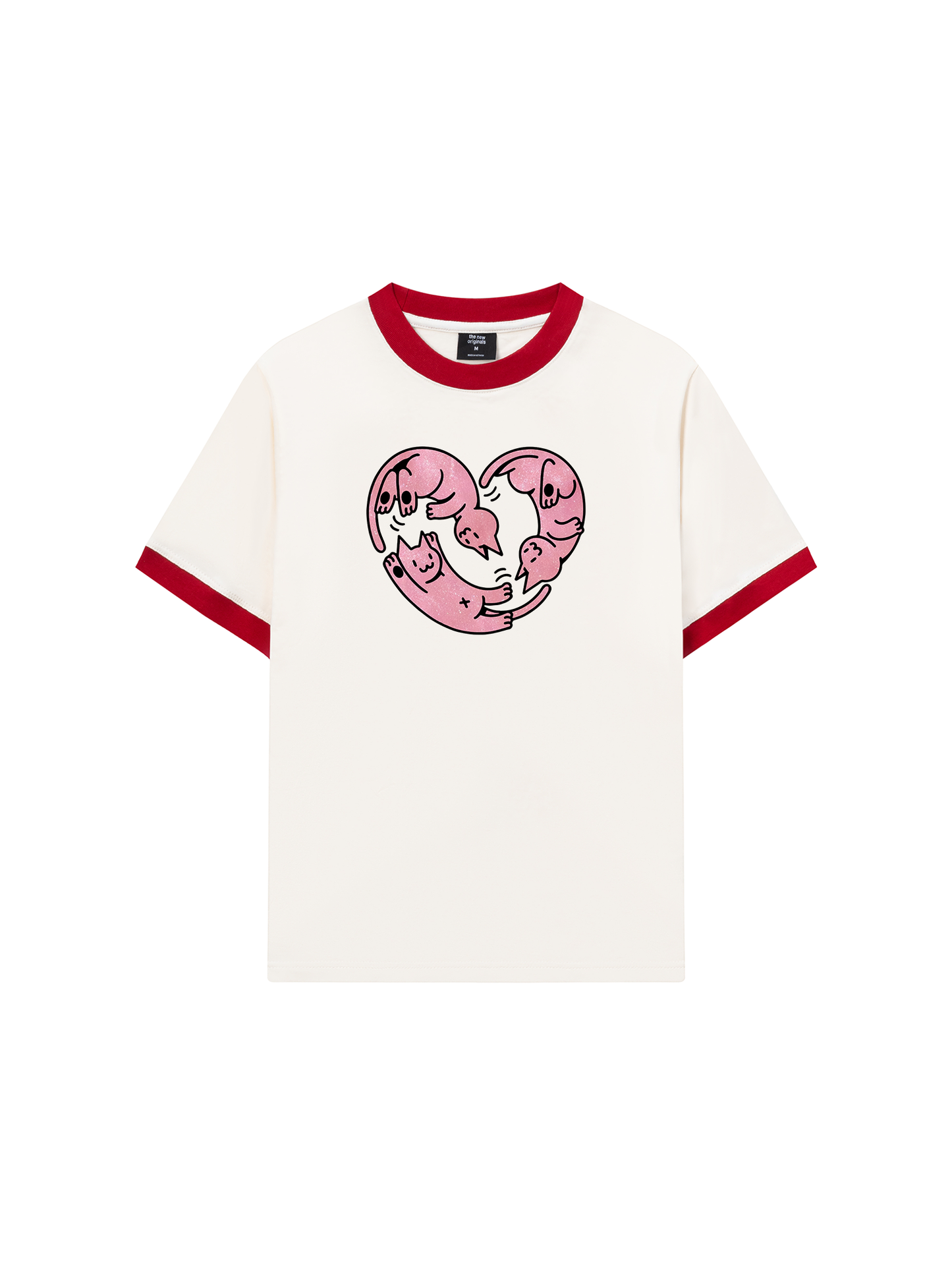 Áo Thun Ringer Relaxed Fit Meow Meow Heart