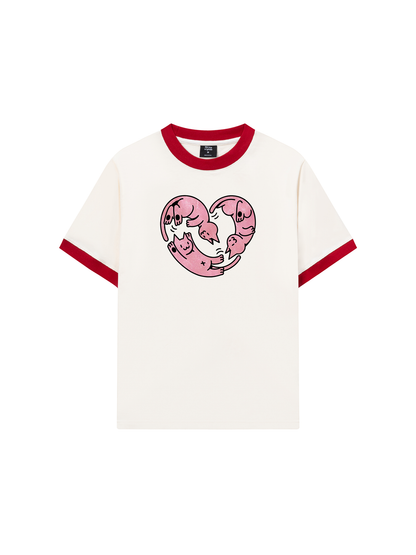 Áo Thun Ringer Relaxed Fit Meow Meow Heart
