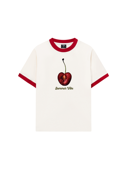 Áo Thun Ringer Relaxed Fit Cherry Summer Vibe