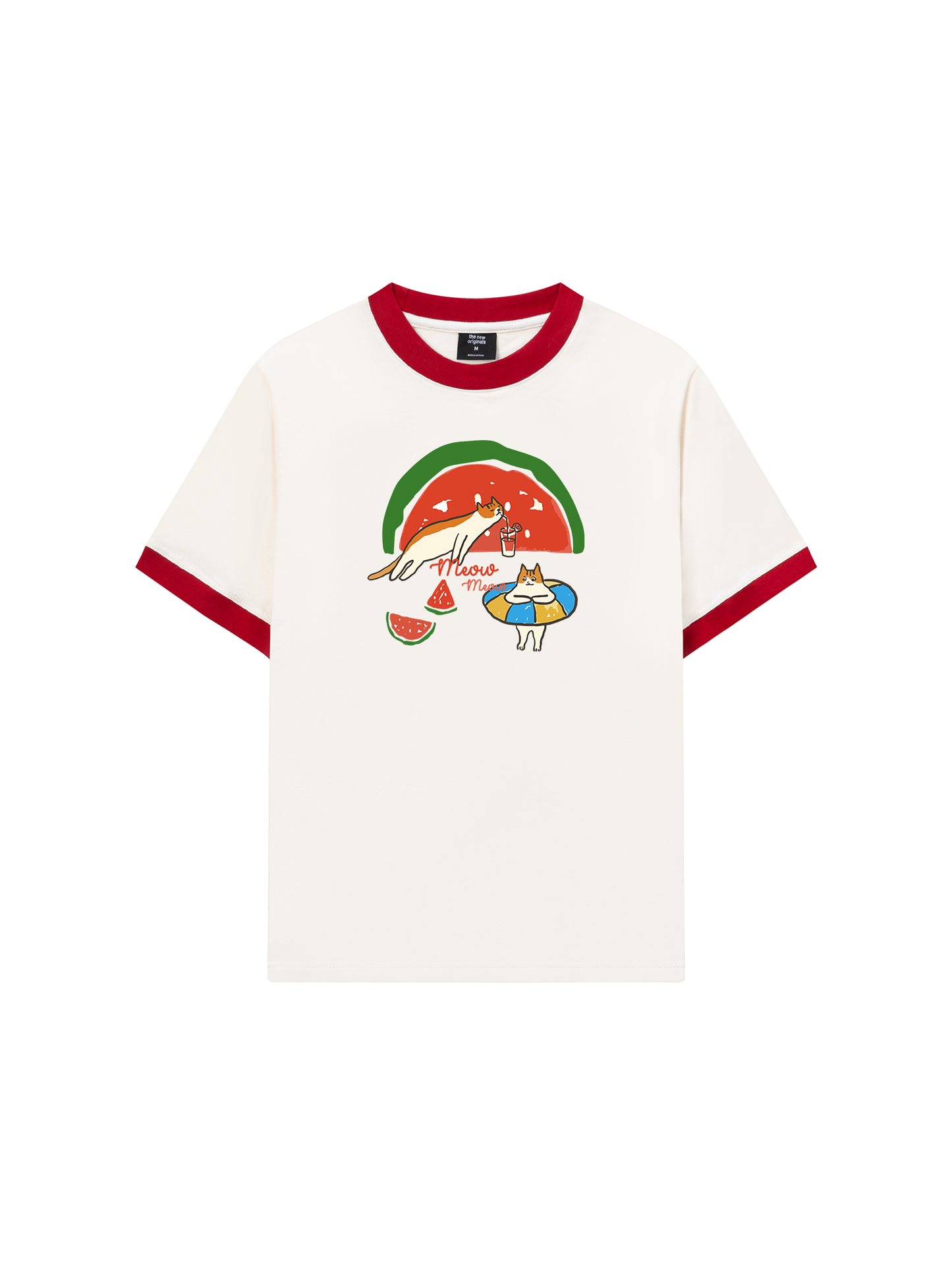Áo Thun Ringer Relaxed Fit Meow Meow Watermelon