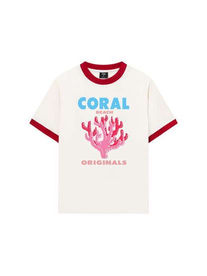Áo Thun Ringer Relaxed Fit Summer Vibes Coral Beach