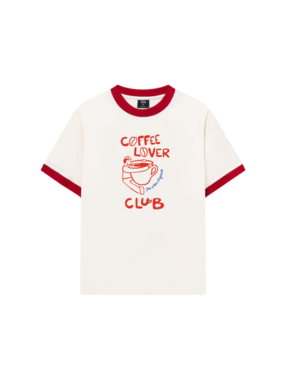 Áo Thun Ringer Relaxed Fit coffee lover club-01