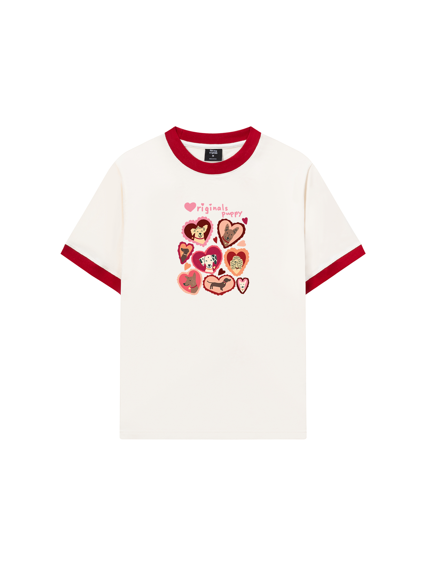 Áo Thun Ringer Relaxed Fit Animal Puppy Heart