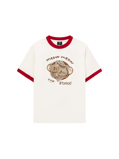 Áo Thun Ringer Relaxed Fit Sweet Pastry Meow Meow Bead