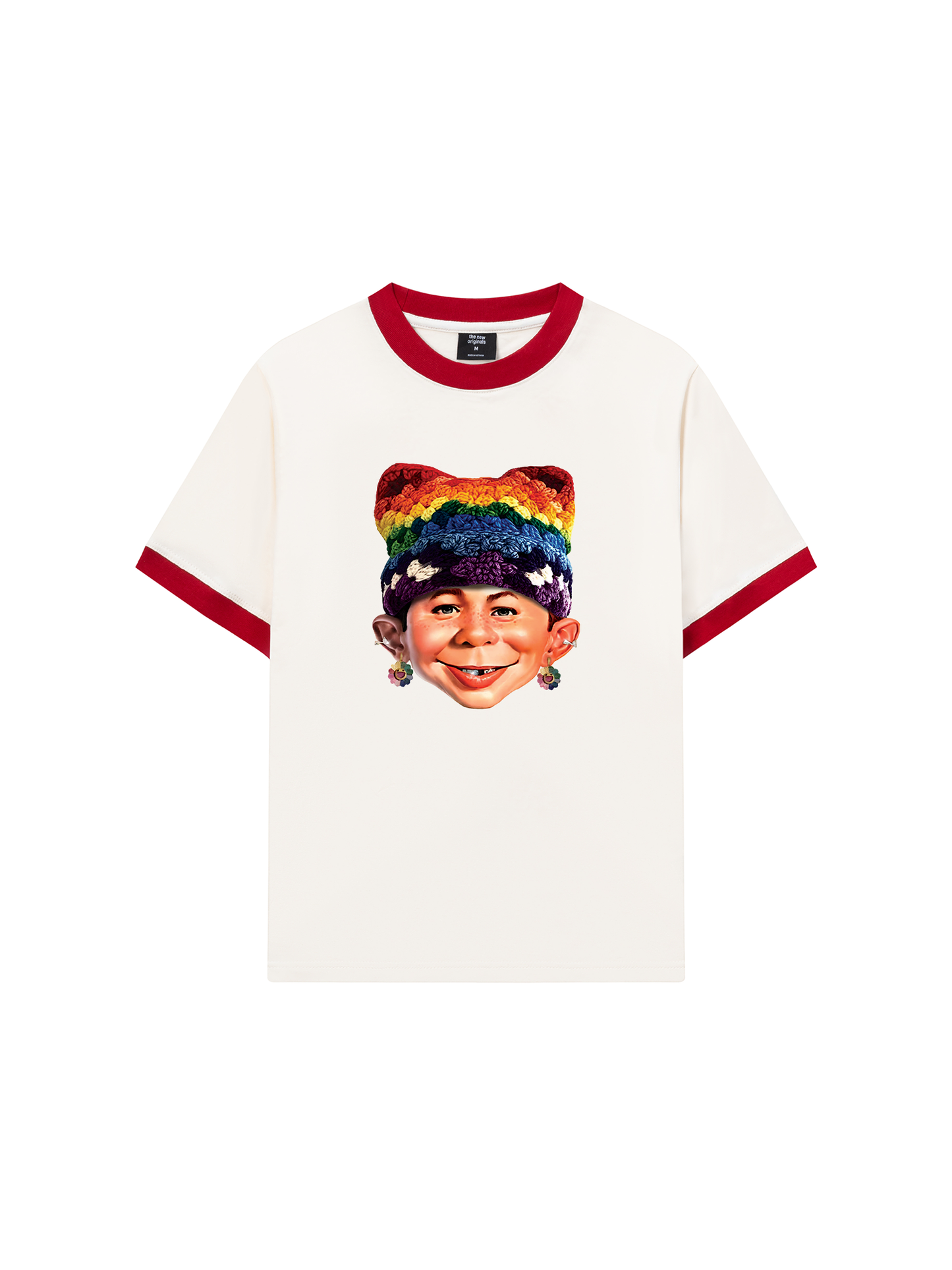 Áo Thun Ringer Relaxed Fit Bad Boy & Rainbow Crochet Hat