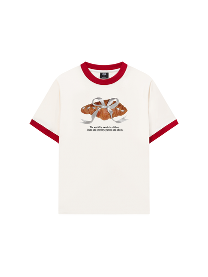 Áo Thun Ringer Relaxed Fit Sweet Pastry Silver Bow