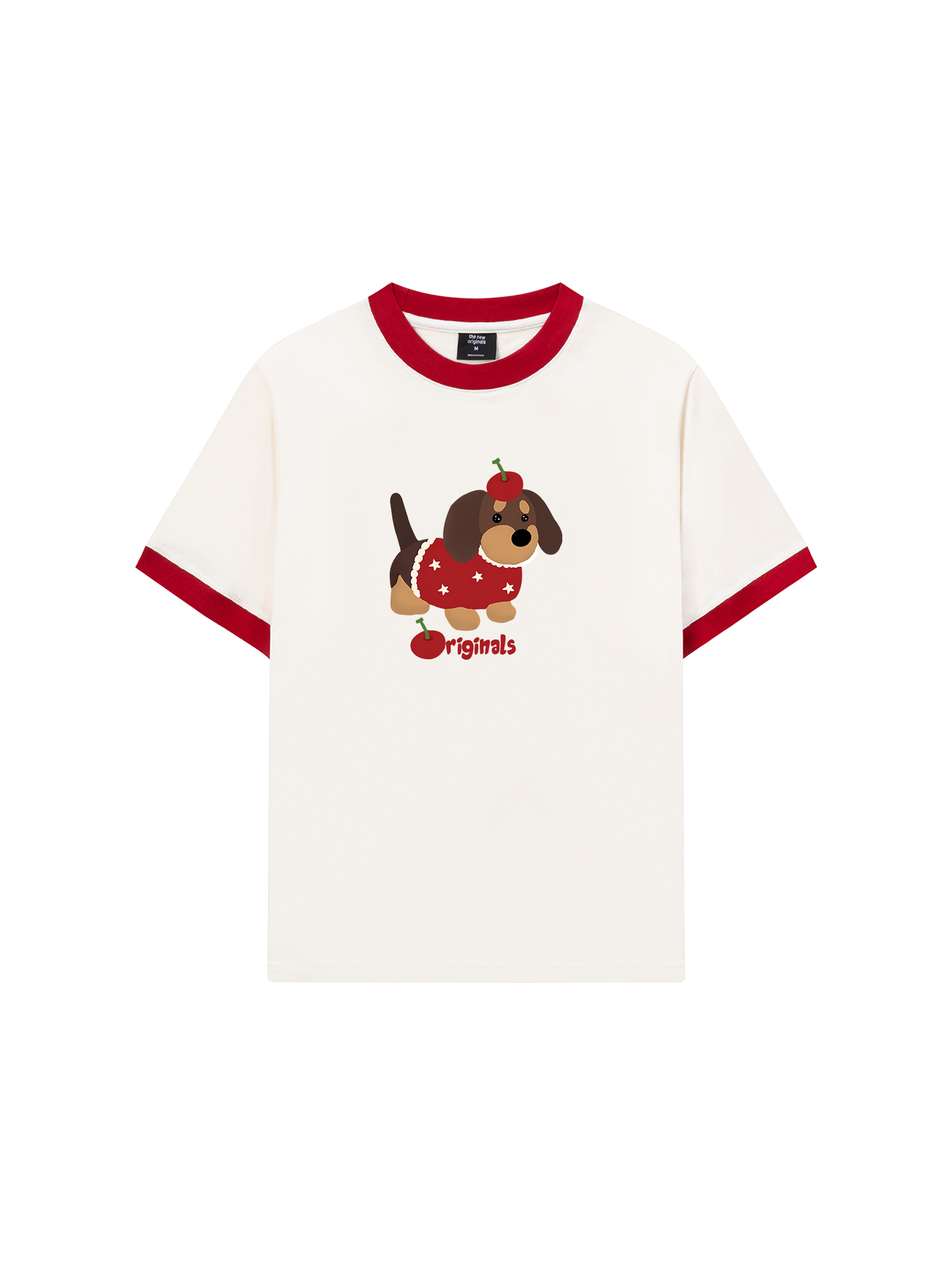 Áo Thun Ringer Relaxed Fit Animal Cute Puppy With Cherry