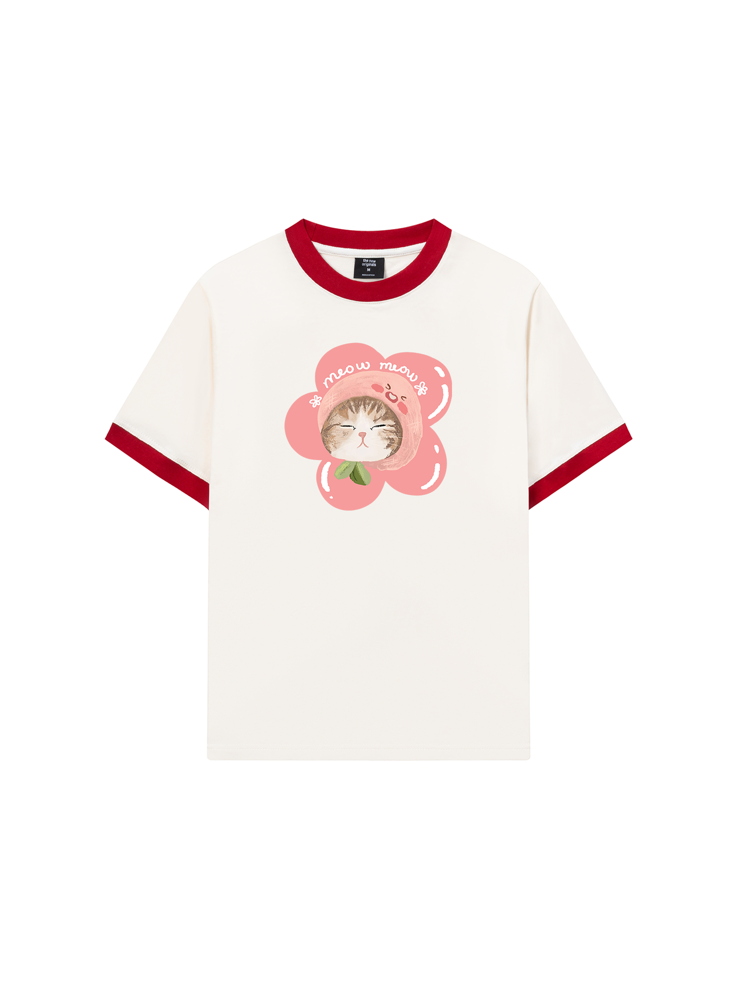 Áo Thun Ringer Relaxed Fit Flower Cat