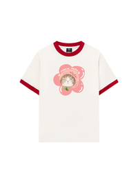 Áo Thun Ringer Relaxed Fit Flower Cat