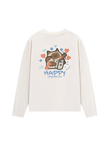Áo Thun Dài Tay Happy Luv Cat Couple