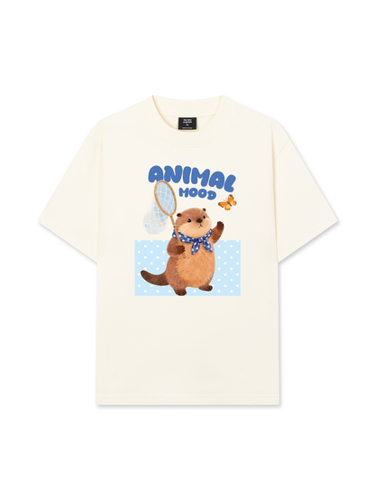 Áo Thun Relaxed Fit Animal Beaver Catches Butterflies