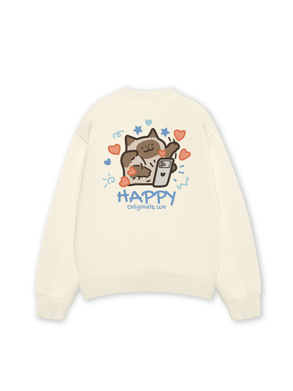 Áo Sweater Nỉ Hai Da Happy Luv Cat Couple