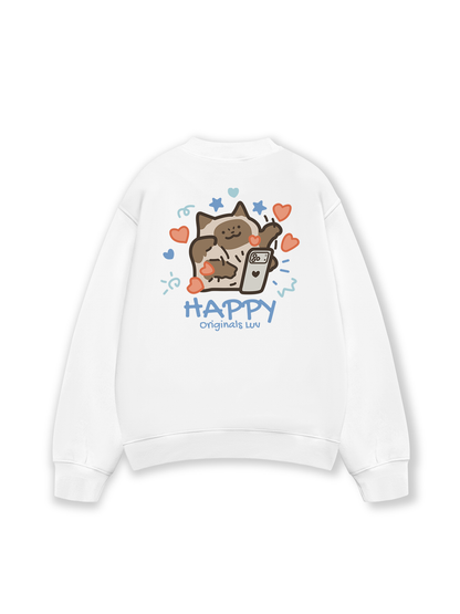 Áo Sweater Nỉ Hai Da Happy Luv Cat Couple