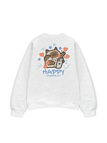 Áo Sweater Nỉ Hai Da Happy Luv Cat Couple