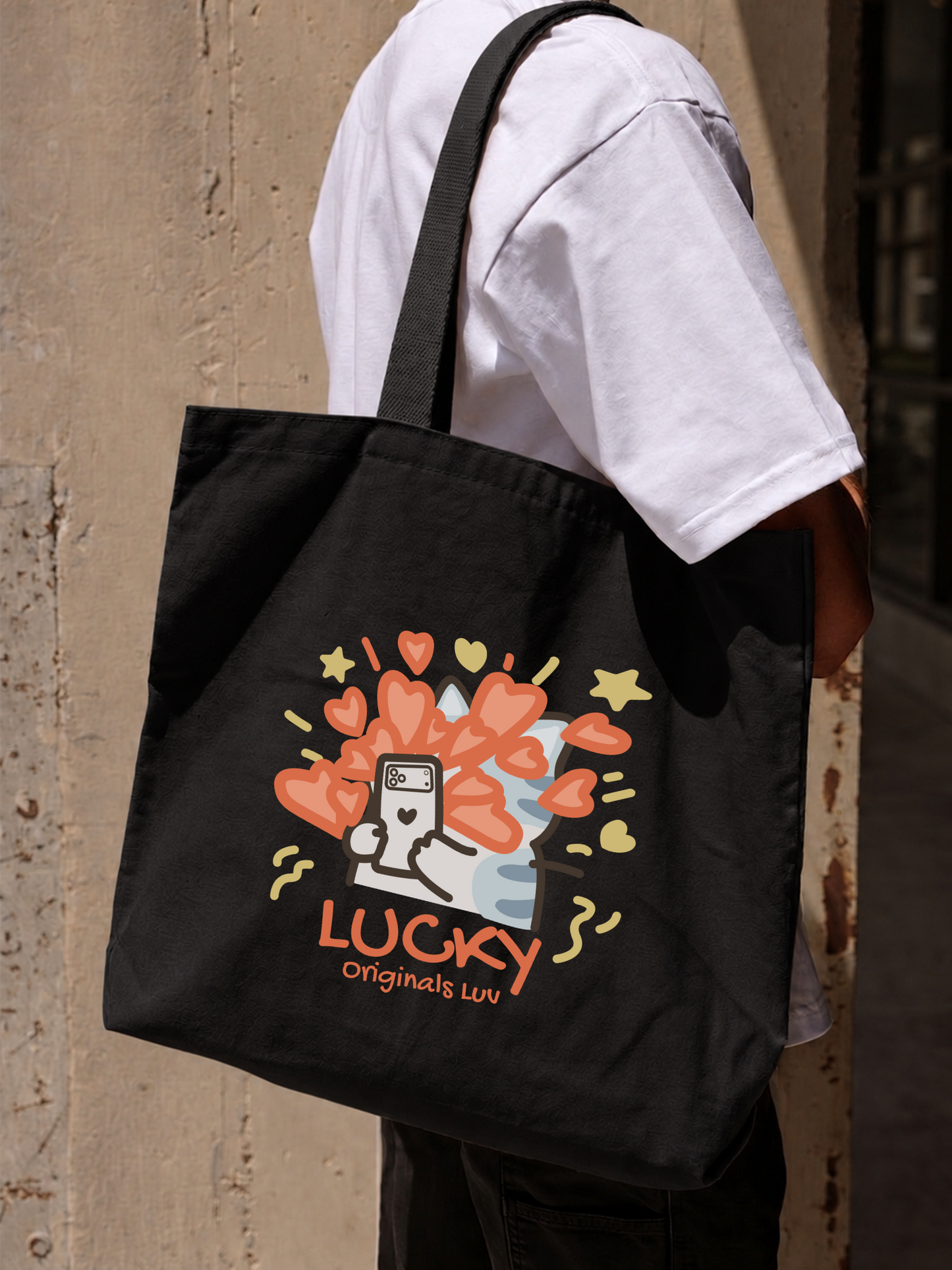 Túi Tote Lucky Luv Cat Couple